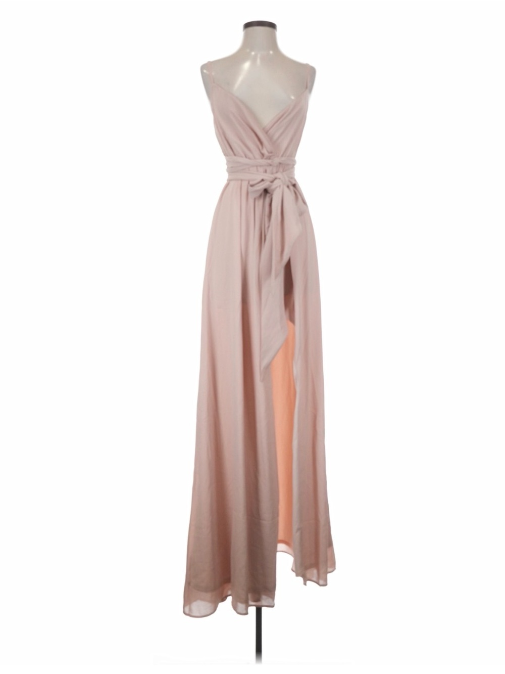 NEW Show me your MUMU Dress, Dusty Blush Crisp, Liz Maxi Dress XL, Wrap Dress - Picture 8 of 10